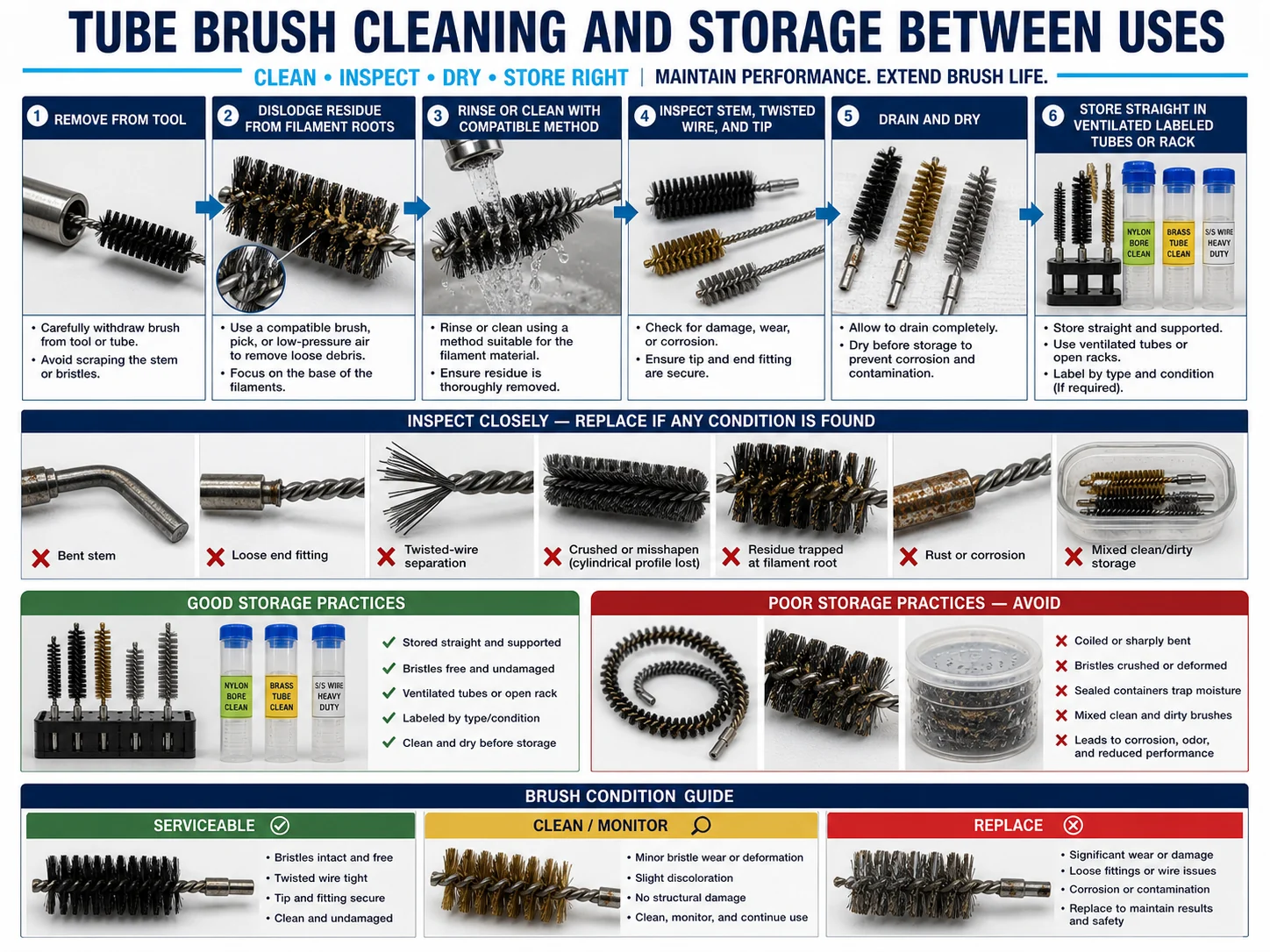 Tube Brush Cleaning and Storage Between Uses