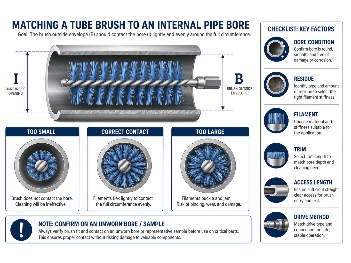Tube Brush Sizing Guide: Matching Brush Diameter to Pipe ID