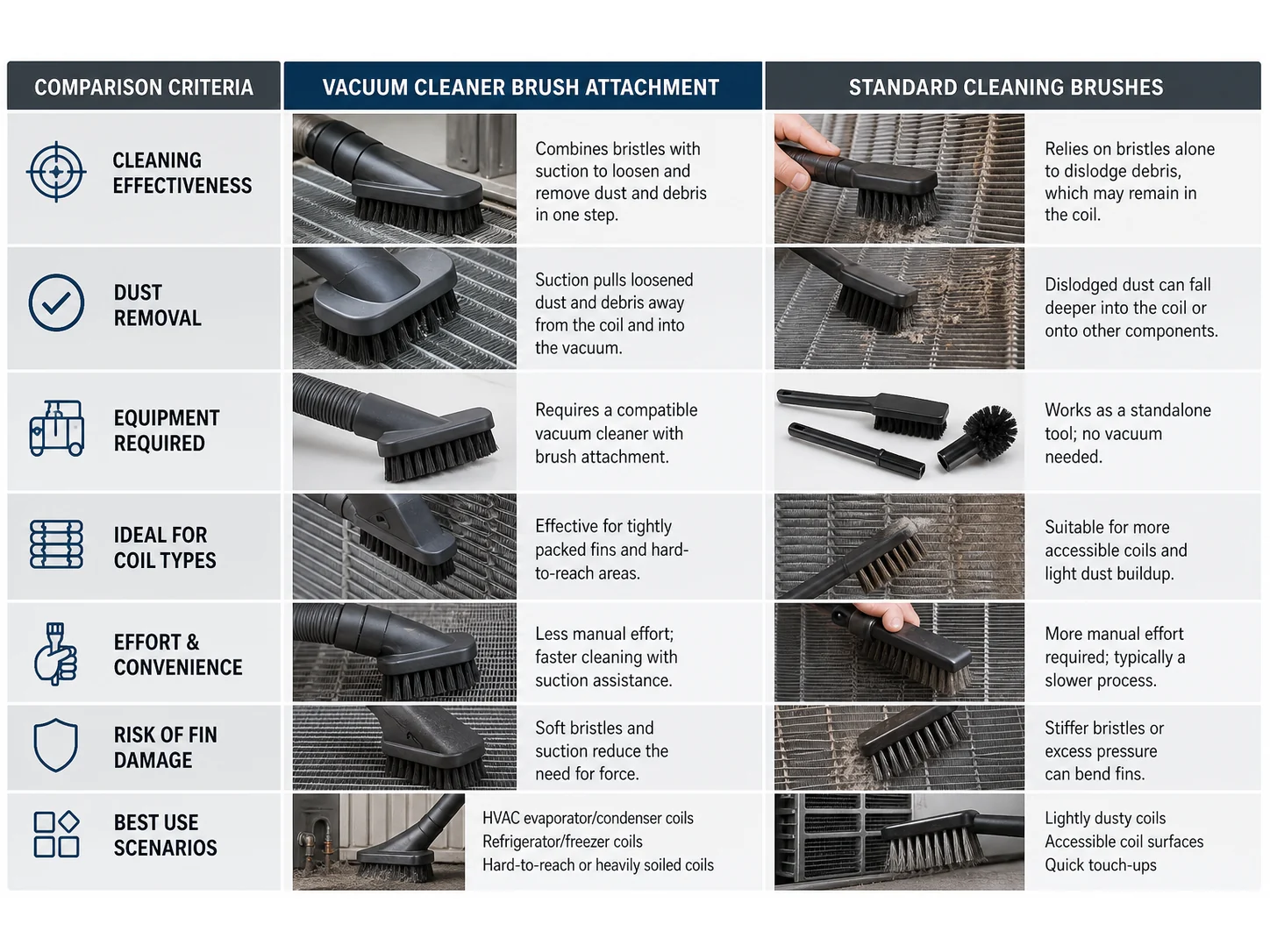 Vacuum Cleaner Brush Attachment vs Standard Cleaning Brushes: Which Works Better for Appliance Coils?