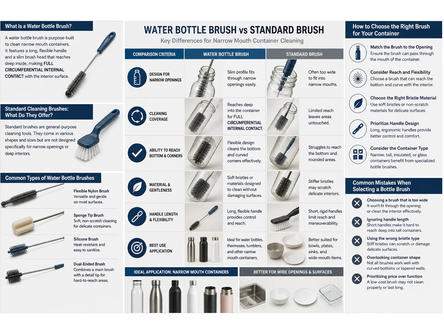Water Bottle Brush vs Standard Cleaning Brushes: Which Works Better for Narrow Mouth Containers?