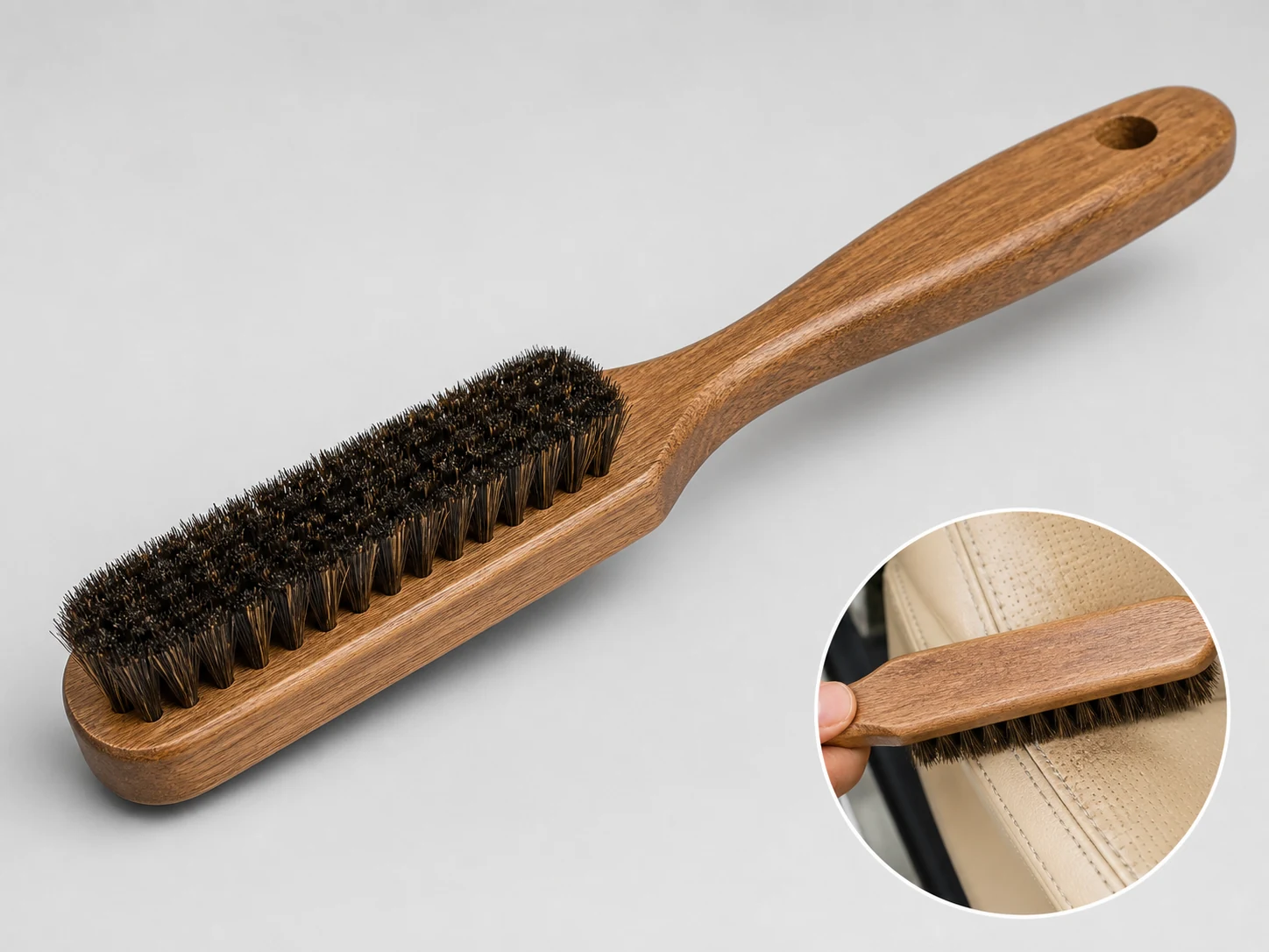 Boar Bristle Cleaning Brush Leather